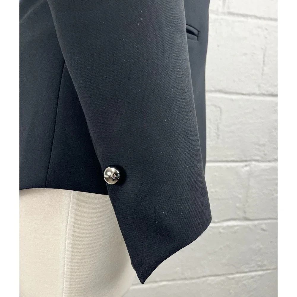 ALEXIS Zipper Blazer Small Black O Ring Structured Jacket Career Interview